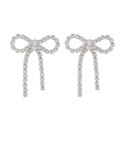 Paved Crystal Linear Bow Earrings