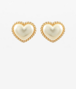 Rope Outline Heart Pearl Earrings