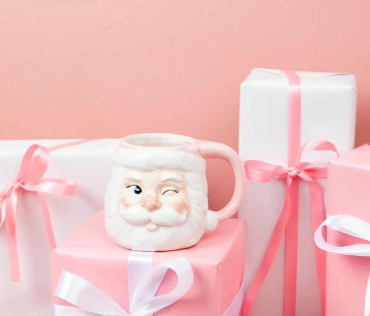 Sweet Grace Pink Santa Mug with Candle