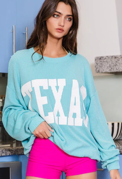 Texas Comfy Graphic Sweatshirt - Ocean Blue