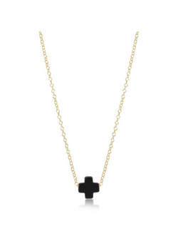 16" Necklace Gold - Signature Cross Onyx