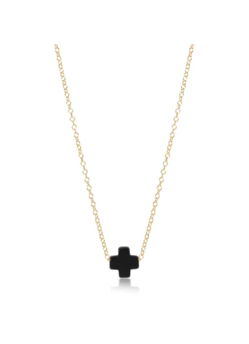 16" Necklace Gold - Signature Cross Onyx