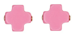 Signature Cross Stud - Bright Pink