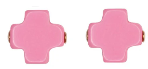 Signature Cross Stud - Bright Pink