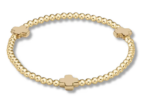 Enewton Extends - Signature Cross Gold Pattern 3mm Bead Bracelet - Gold