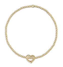 Egirl Classic Gold 2mm Bead Bracelet - Love Small Gold Charm