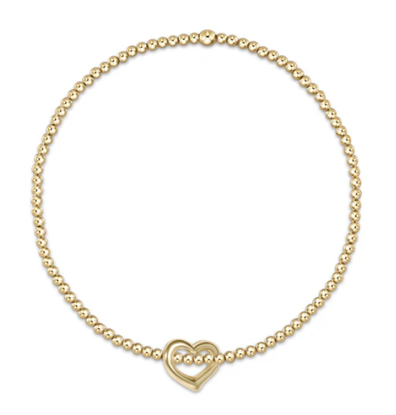 Egirl Classic Gold 2mm Bead Bracelet - Love Small Gold Charm