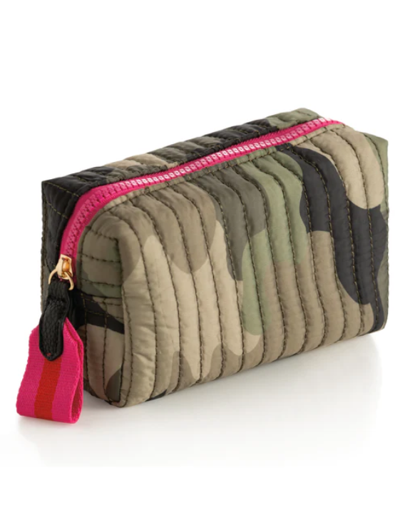 Shiraleah Ezra Quilted Nylon Small Boxy Cosmetic Pouch, Camo