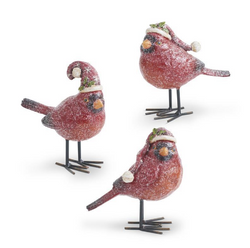 Glittered Resin Cardinals with Stocking Cap