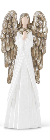 White Glittered Praying Angel