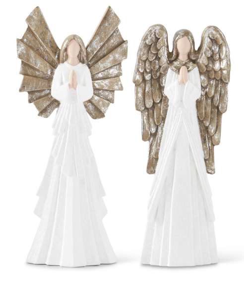 White Glittered Praying Angel