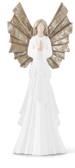 White Glittered Praying Angel