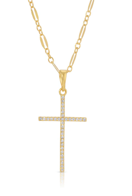 CZ Whisper Cross Necklace