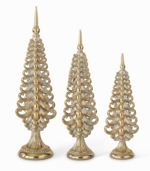 13.75 Inch Resin Silver & Gold Christmas Tree