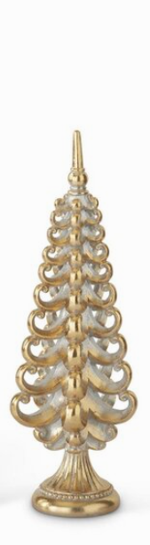 13.75 Inch Resin Silver & Gold Christmas Tree