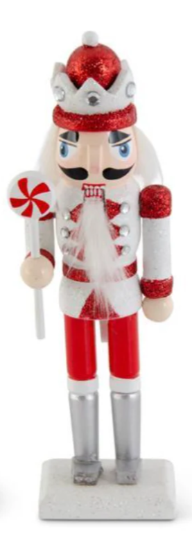 Red and White Glittered Wood Nutcrackers