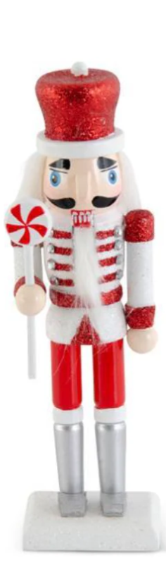 Red and White Glittered Wood Nutcrackers