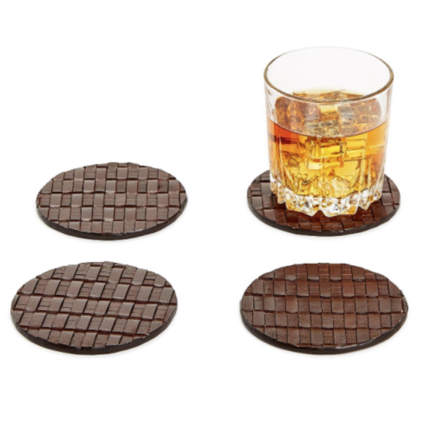 Set of 4 Chestnut Woven Coasters