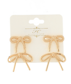 Twice as Nice Gold Bow Earrings