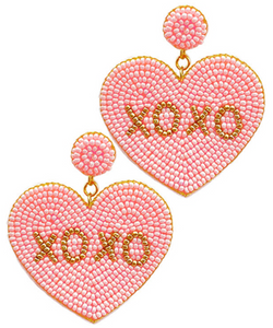 XOXO Pink Heart Earring