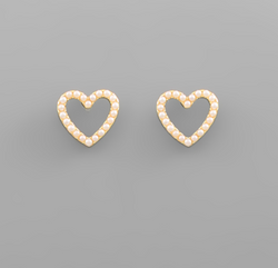 Sweet Love Pearl and Gold Open Heart Earring