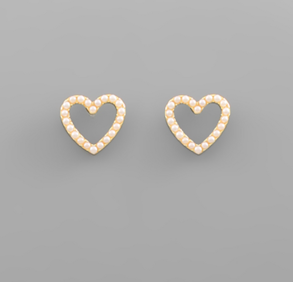 Sweet Love Pearl and Gold Open Heart Earring