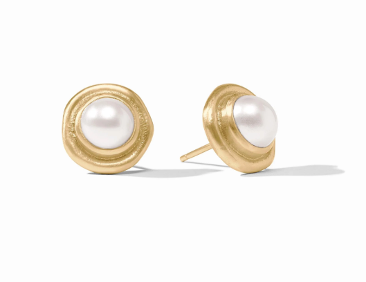 Wave Stone Stud-Pearl