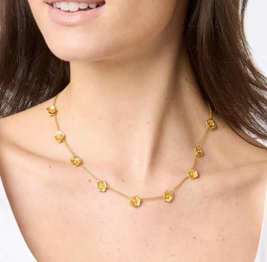 Bloom Delicate Station Necklace-Gold