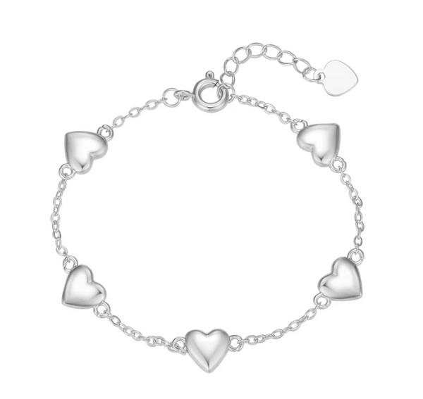 Puffed Heart Bracelet - Silver