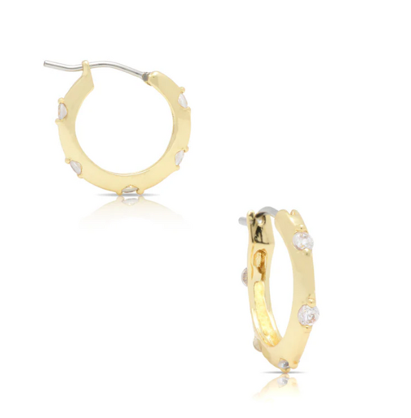 Hoop Earrings with CZ - Medium