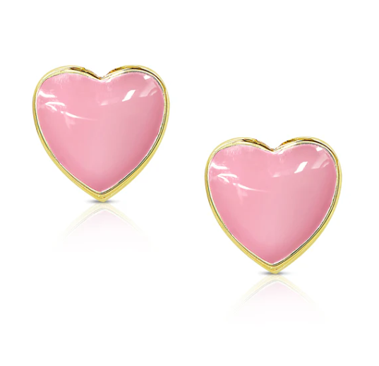 Heart Stud Earrings - Pink