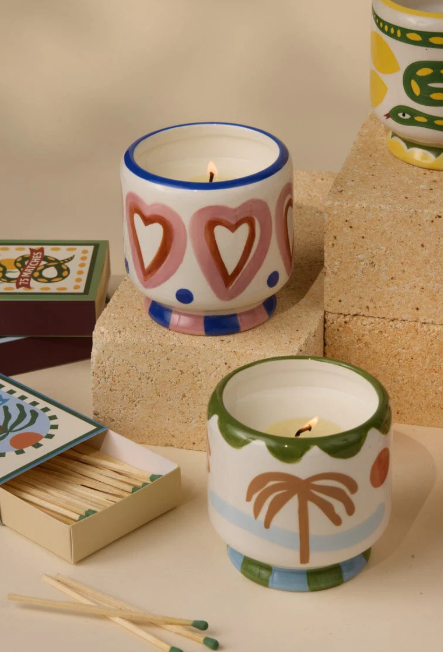 A Dopo Hearts Ceramic Candle - Rosewood Vanilla
