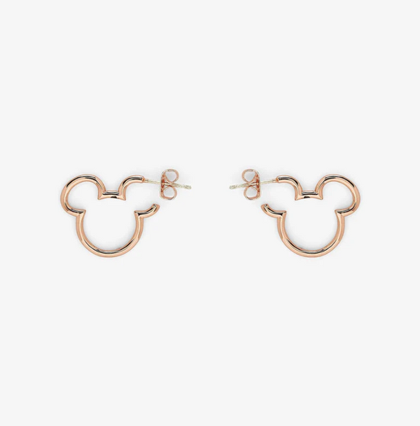 Mickey Head Hoop Earrings Rose Gold