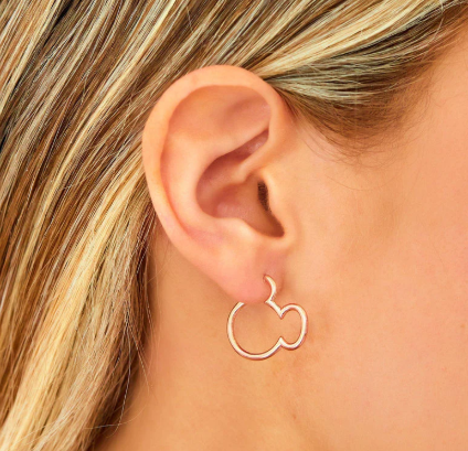 Mickey Head Hoop Earrings Rose Gold