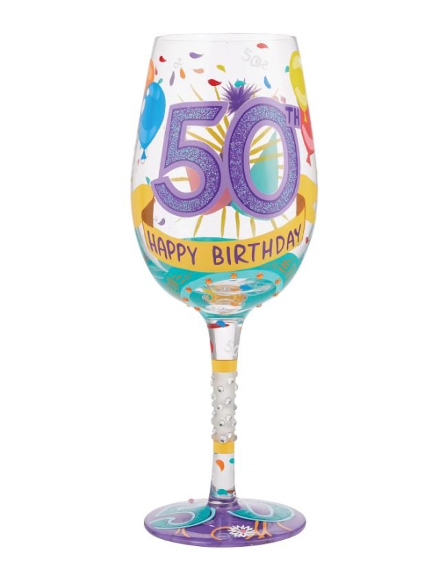 Happy 50th Wine Glass