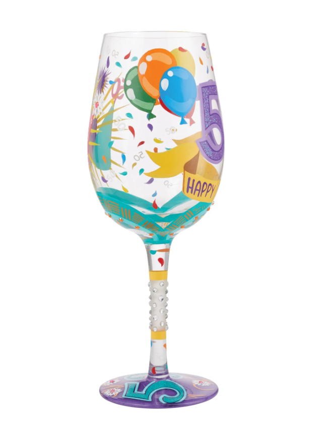 Happy 50th Wine Glass