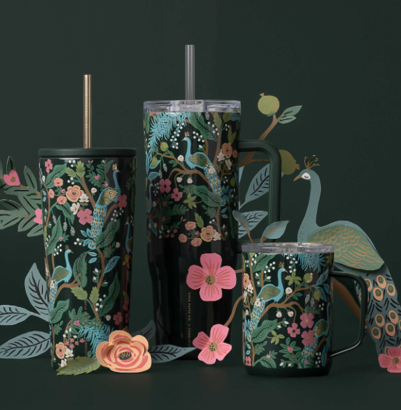 Cold Cup - 24oz Rifle Paper - Peacock Blue