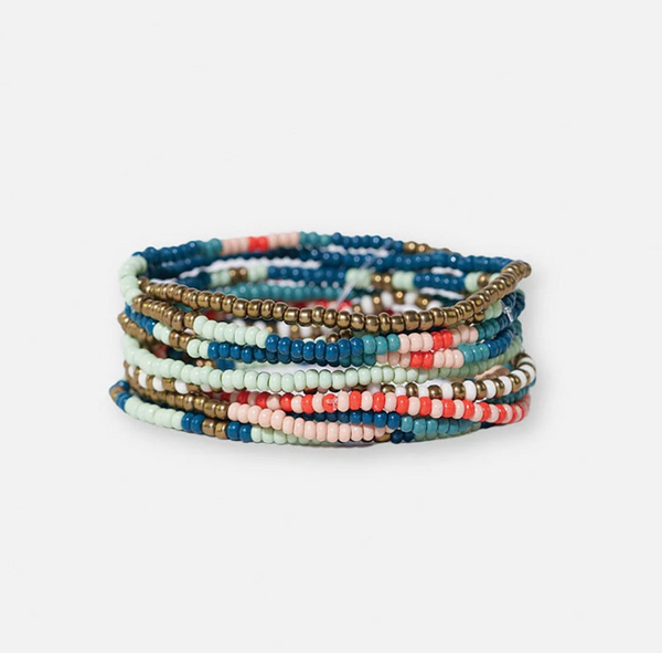 Sage Mixed Stripe Beaded Bracelet