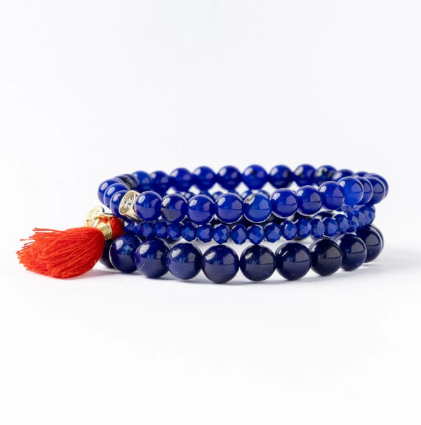 Addison Set of 3 Stretch Bracelets - Lapis
