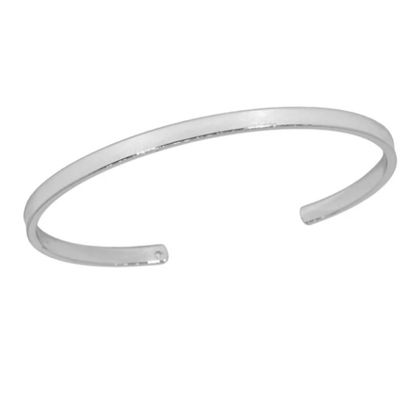 Silver Open Cuff Charm Bracelet
