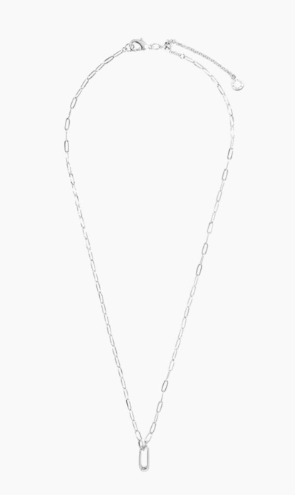 CHUNKY OVAL CHAIN | 7 Charm Clasps | Silver Plated | Necklace | 15 3/4"