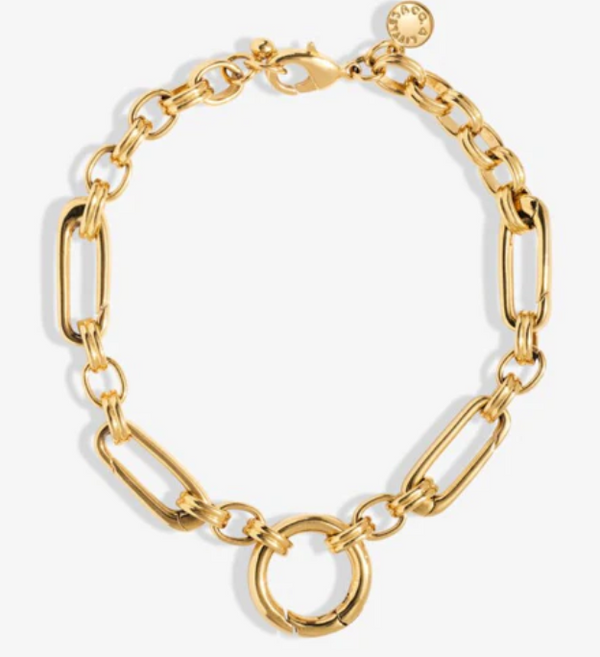 CHUNKY OVAL CHAIN | 5 Charm Clasps | PVD Gold Coated | Bracelet | 8"