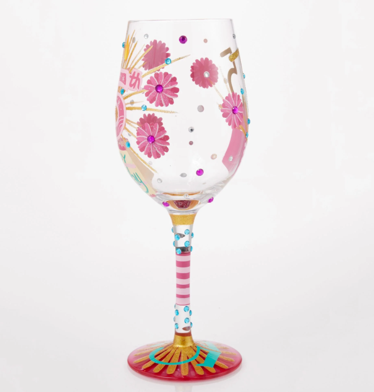 Happy 75th Birthday Wine Glass