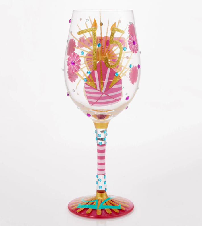 Happy 75th Birthday Wine Glass