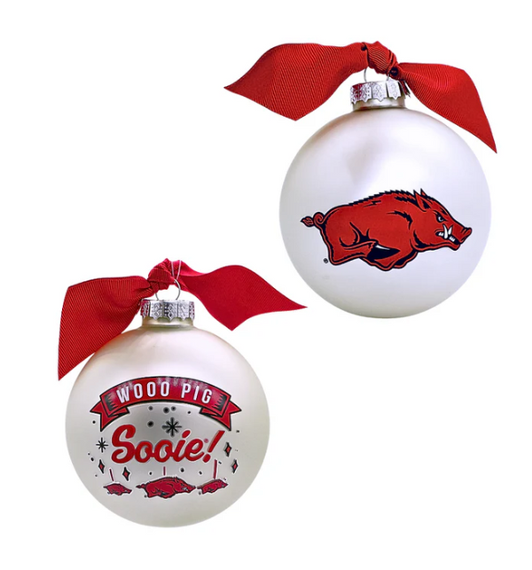 Arkansas Logo Glass Ball Ornament