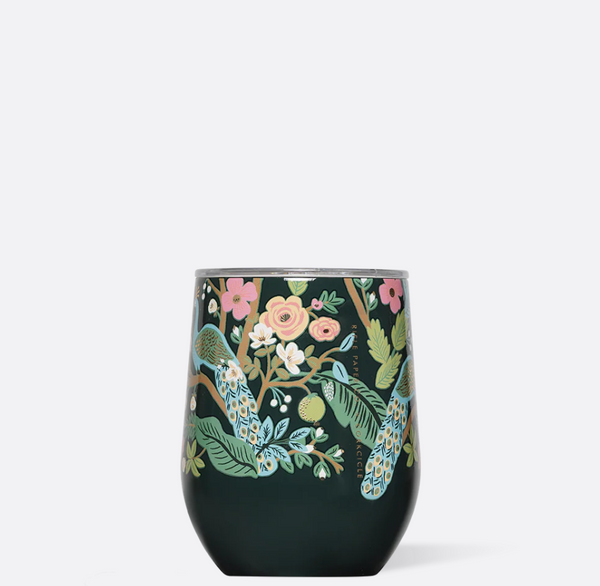 Stemless - 12oz Rifle Paper - Peacock Blue