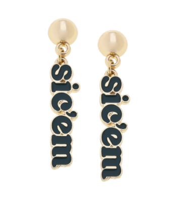 Baylor Bears Slogan Earrings in Green/Shiny Gold