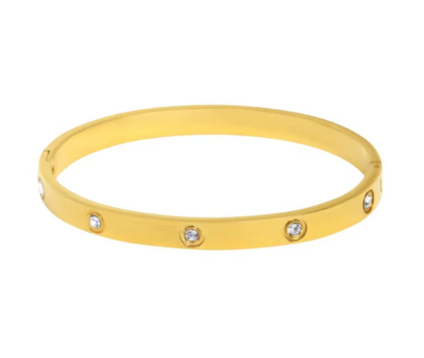 Gold Solitaire Bangle