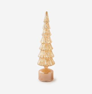 Revolving Lighted Glass Tree, Gold