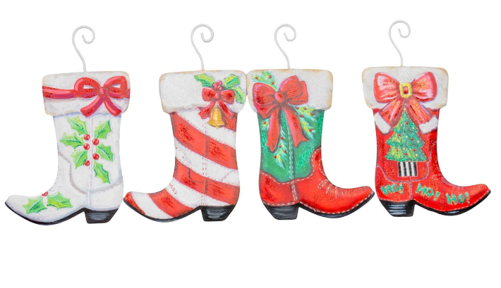 Modern Red, White & Green Ornaments - Small - SET of 3